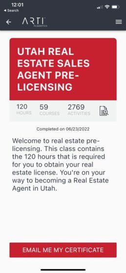 mobile real estate app completed courses